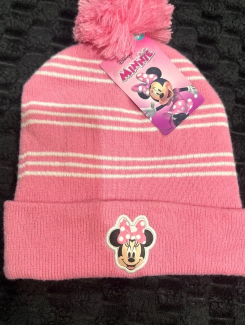 NWT Mouse Pink Kids Pom Beanie Hat 3yr +